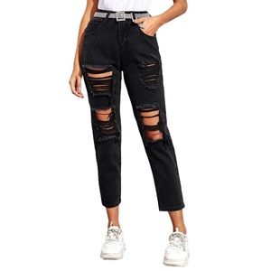 Black ripped baggy jeans xs